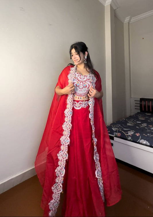 Luxurious Red Heavy Indo-Western Wedding Wear for Women