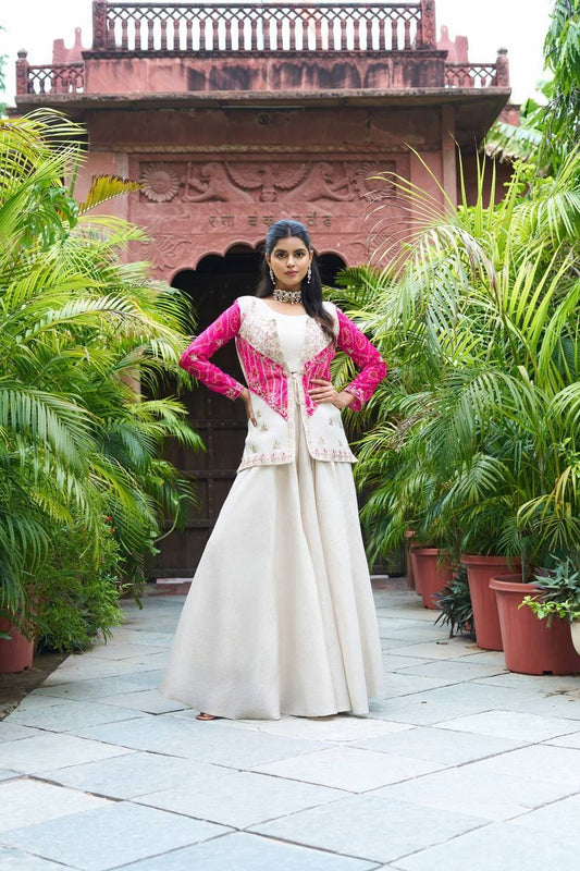 Pink Indo Western Koti Set for Wedding Look