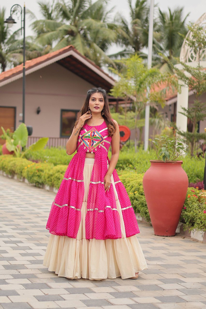 Designer Rani Lehenga Choli with Gamathi Work for Navratri Garba Night