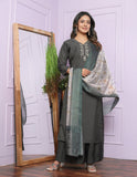 Fancy Neck Straight Kurti  Plazzo With Dupatta Pair