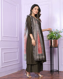 Heavy Viscose Slub Gher Kurti with Plazo & Cut Work Organza Dupatta