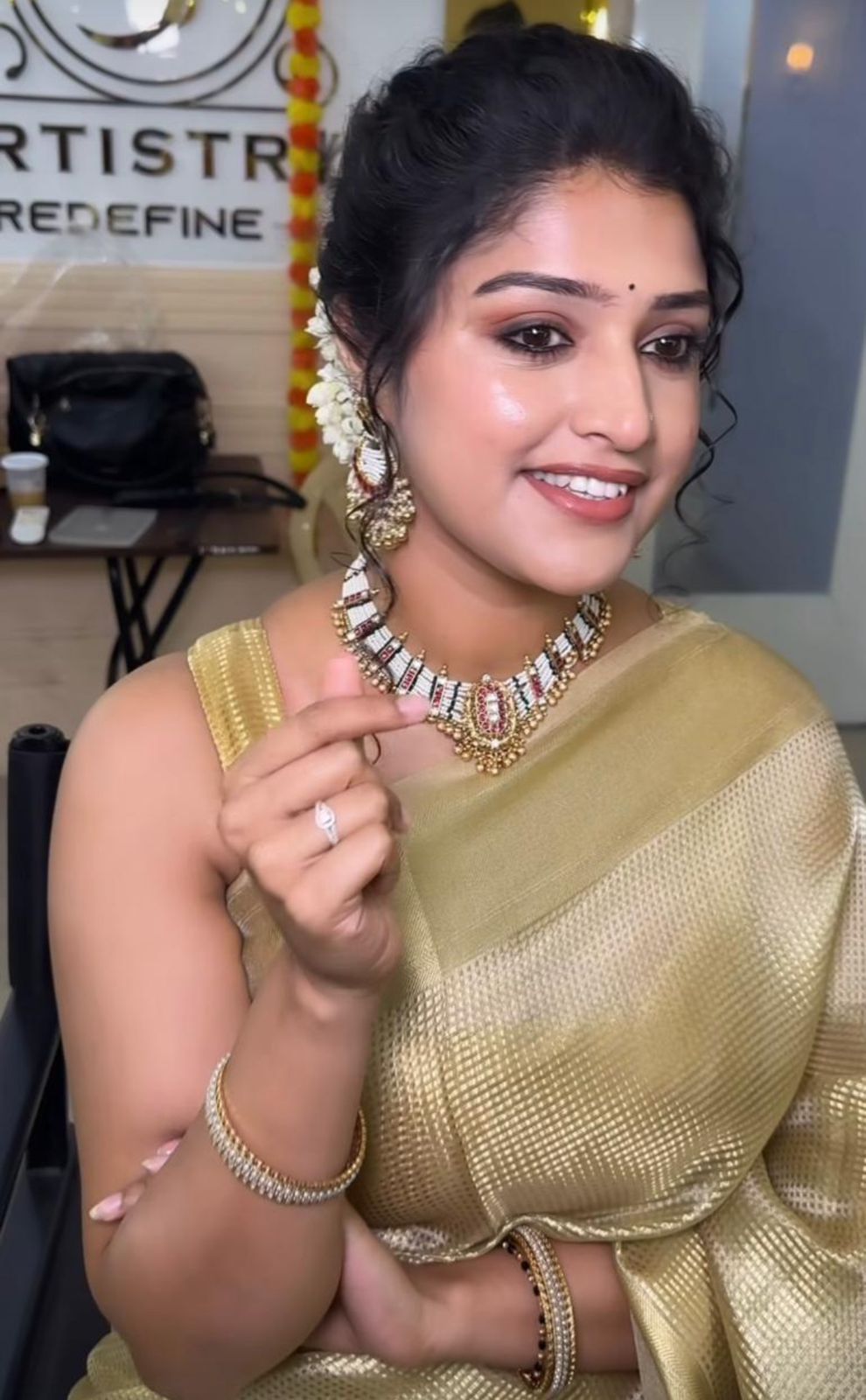 Beautiful Golden Tissue Silk Saree with Heavy Gold Border