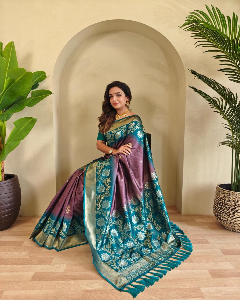 Designer Coffee Silk Saree with Premium Fabric and Tassels for Wedding Occasions