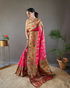 Designer Pink Paithani Saree featuring rich Meenakari pallu and contrast blouse