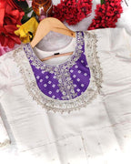 Purple with Cream Kurta Set for Women with Stylish Embroidery and Festive Comfort Fit