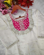 Pink with cream ethnic kurta set for women – soft fabric, elegant festive style