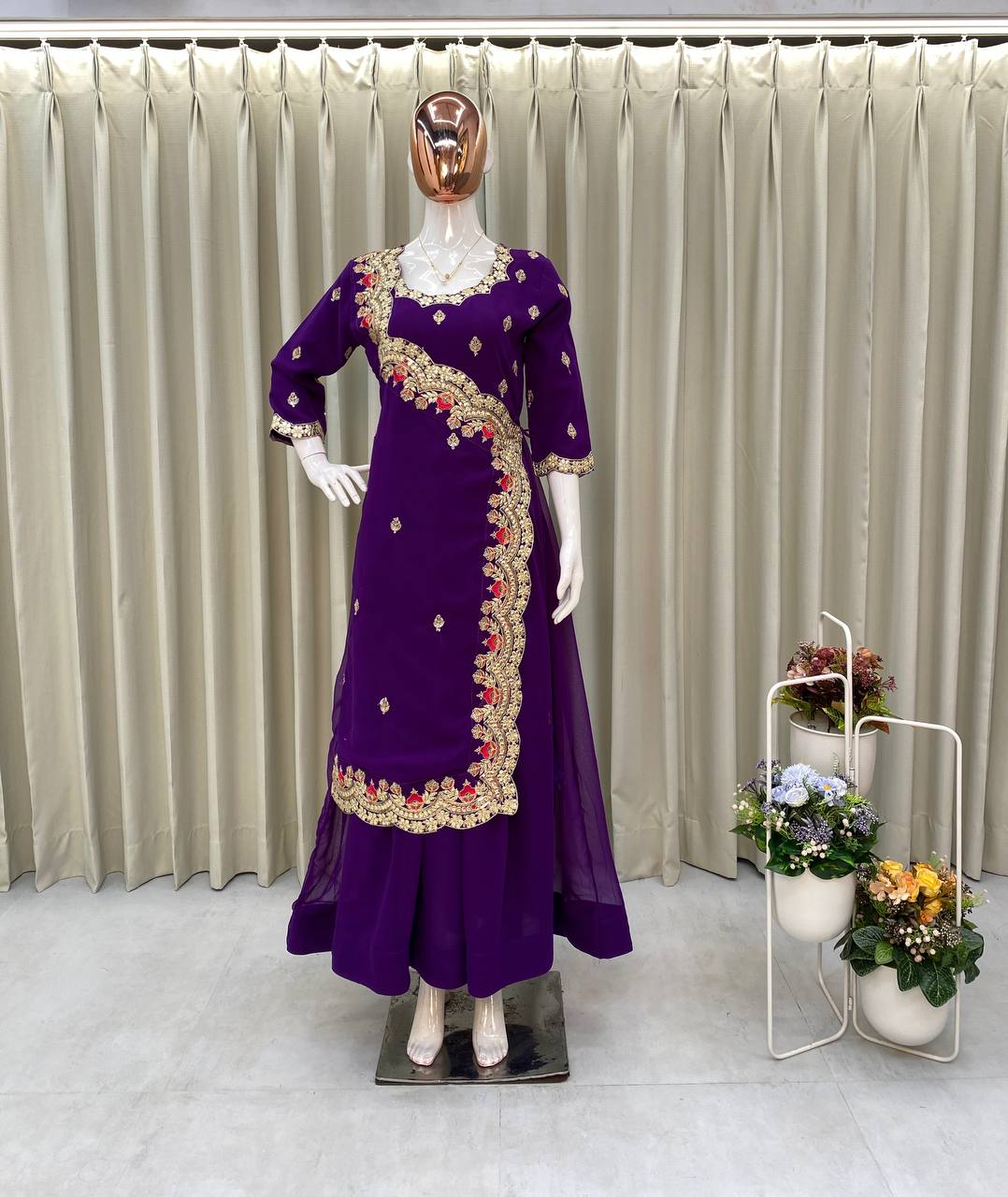 Designer Purple Fancy Gown – Stylish Western Wear