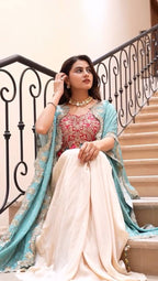 Elegant Pink and Rama Indo Western outfit with sequence embroidery for weddings