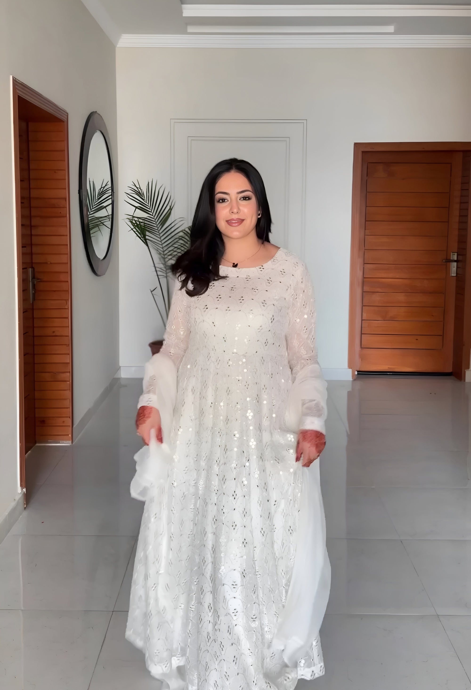 Designer White Embroidered Anarkali Palazzo Suit Set – Perfect for Weddings & Festive