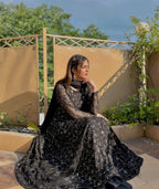 Designer Black Anarkali Suit with Sharara & Dupatta – Perfect for Weddings
