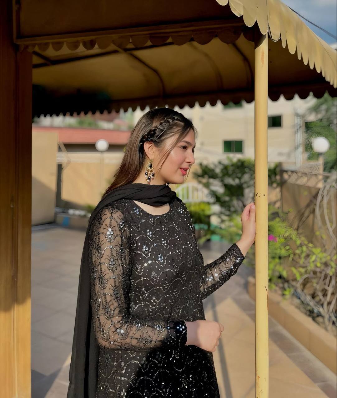 Designer Black Anarkali Suit with Sharara & Dupatta – Perfect for Weddings