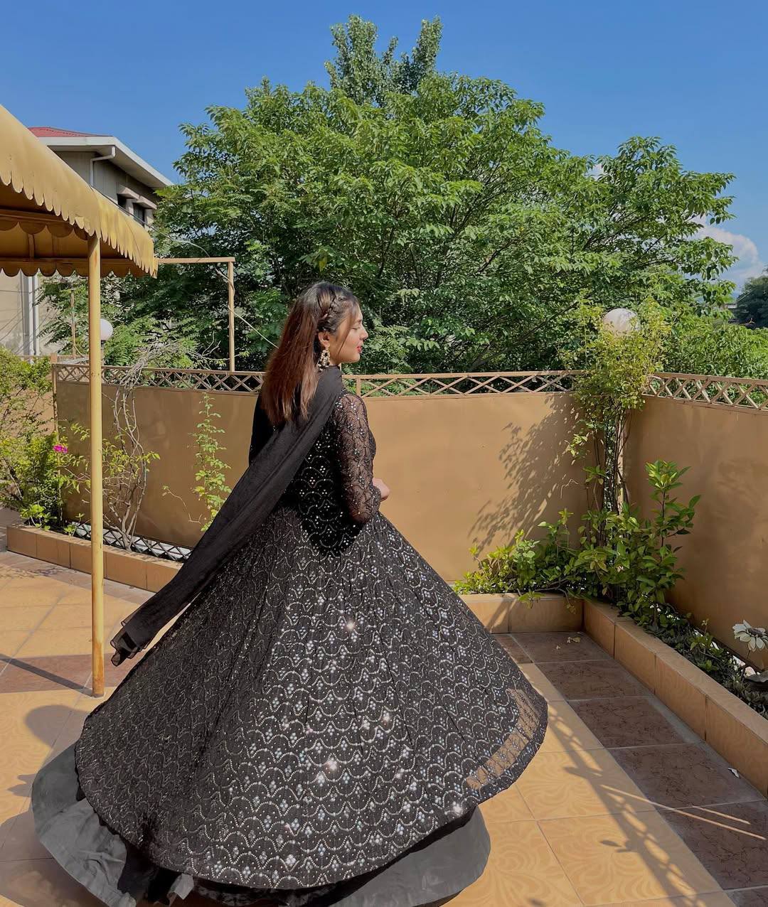 Designer Black Anarkali Suit with Sharara & Dupatta – Perfect for Weddings