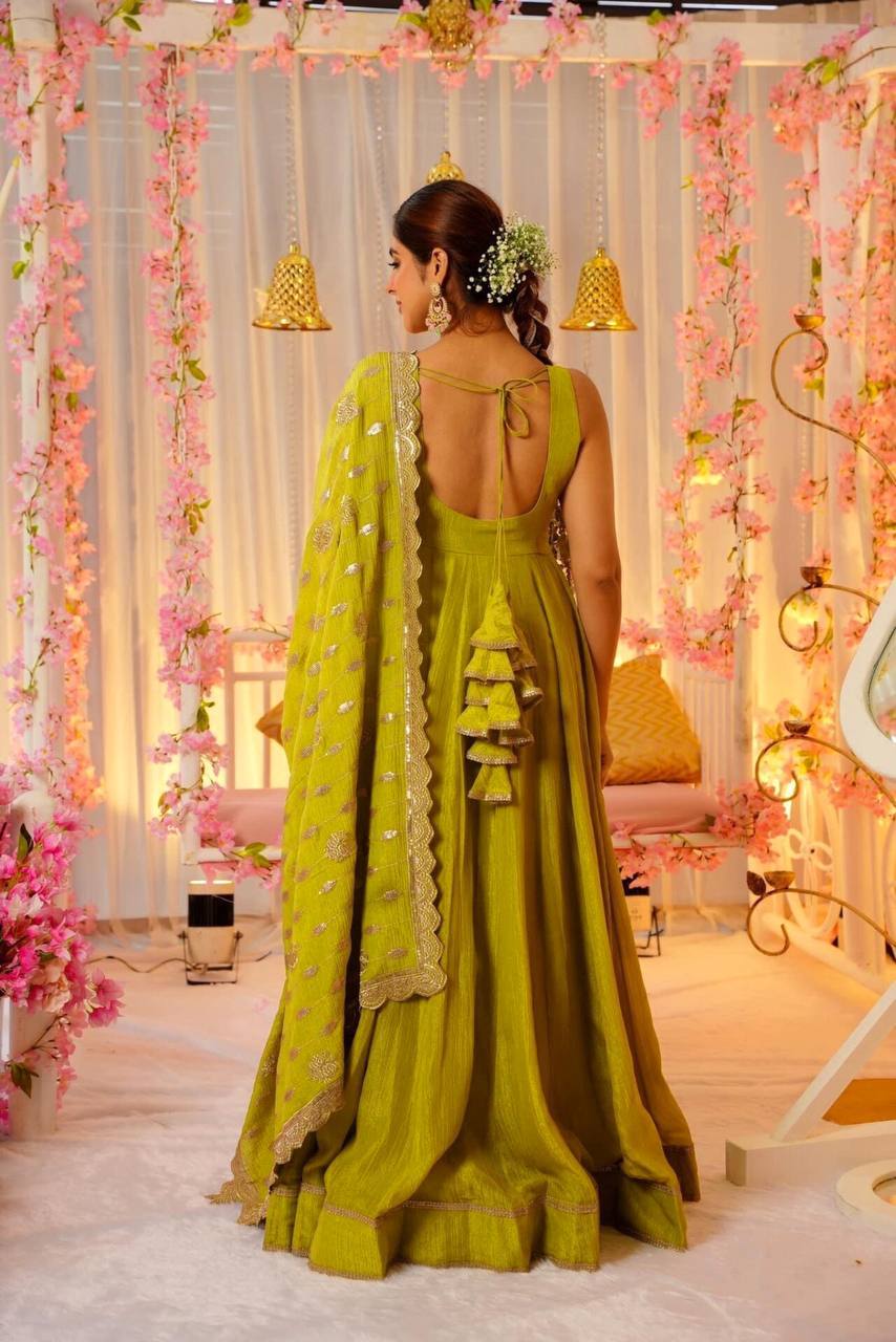 Designer Parrot Anarkali Suit for Wedding Wear