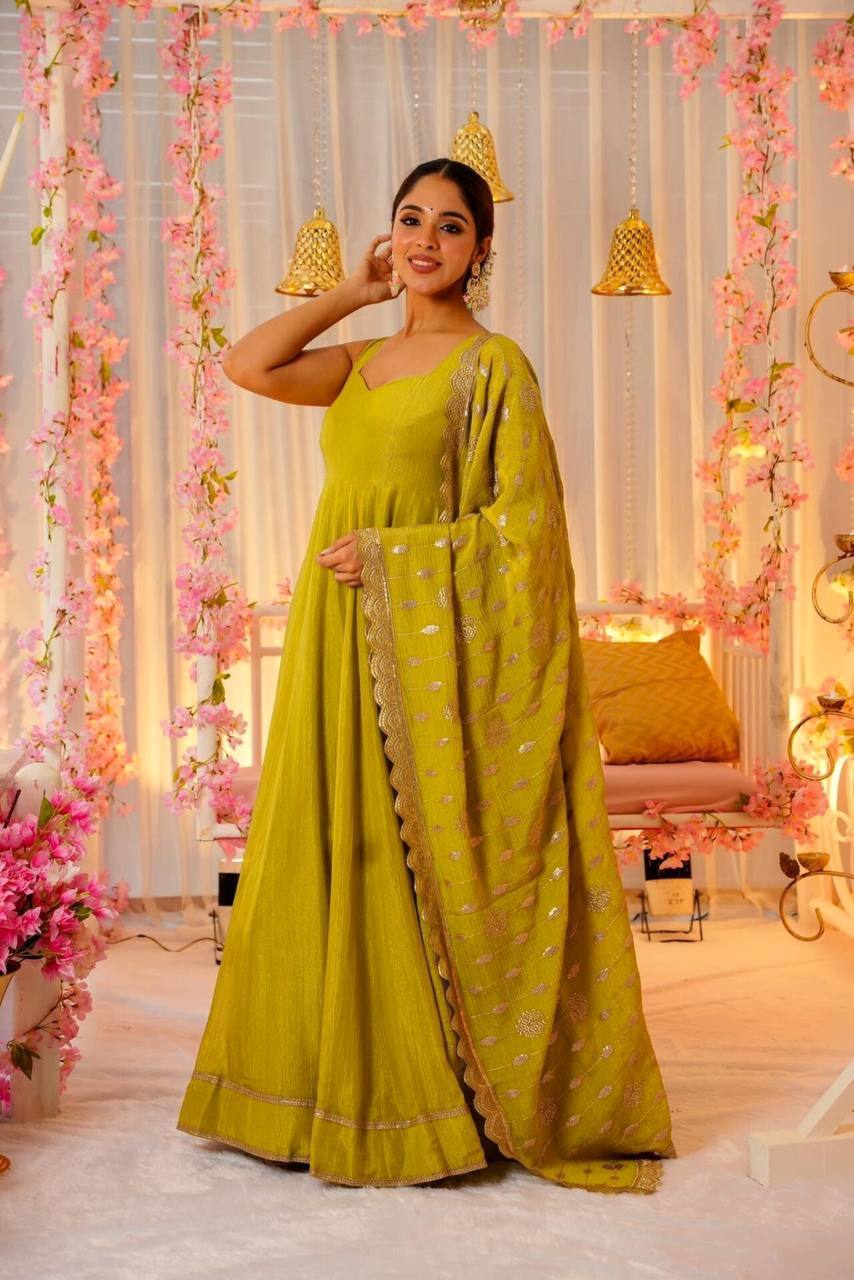 Designer Parrot Anarkali Suit for Wedding Wear