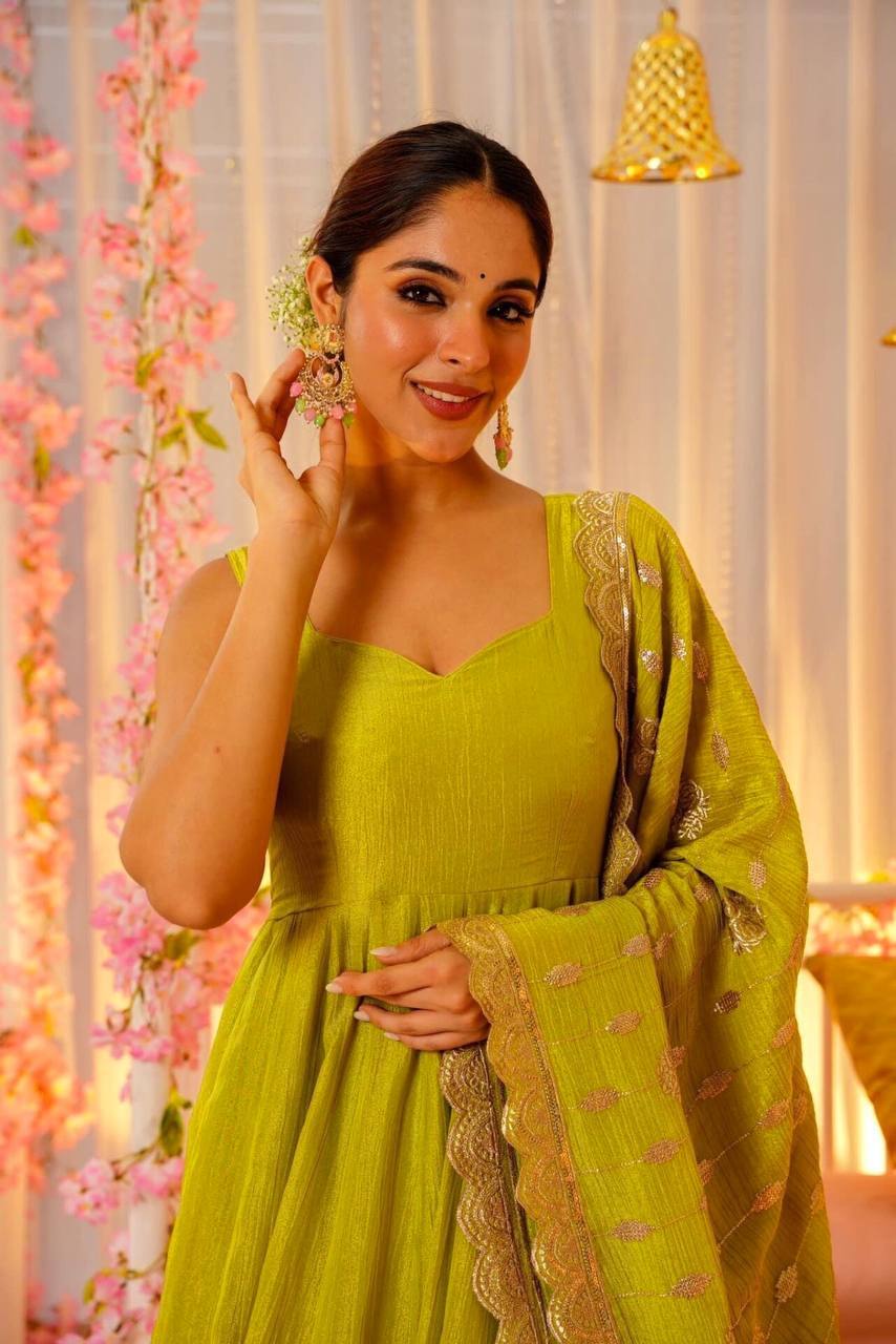 Designer Parrot Anarkali Suit for Wedding Wear