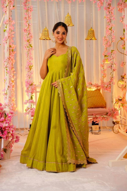 Designer Parrot Anarkali Suit for Wedding Wear