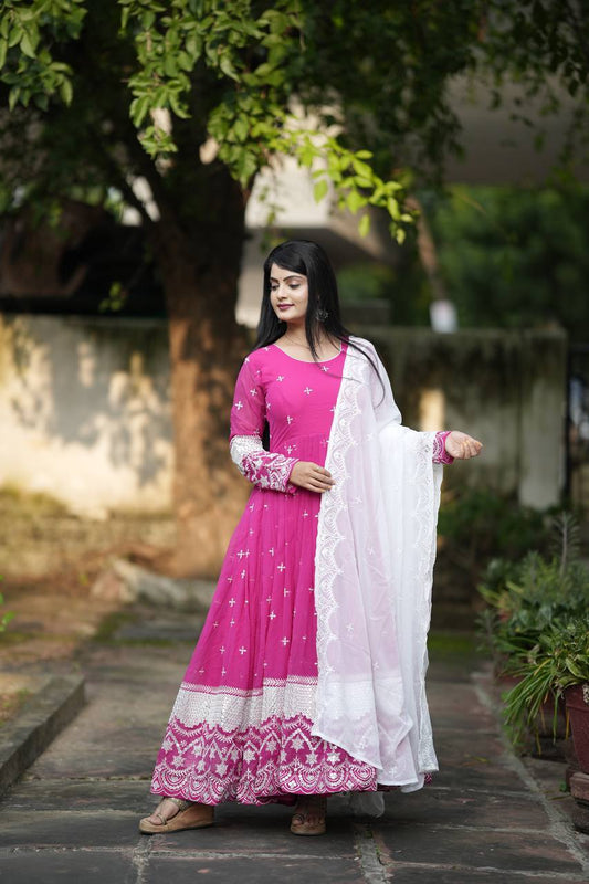 Luxury Pink Anarkali Suit with Heavy Embroidery Work