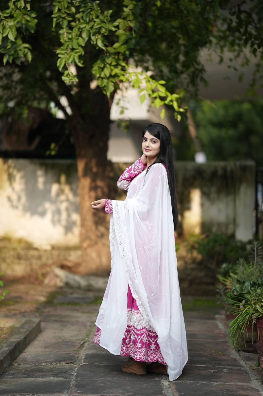Luxury Pink Anarkali Suit with Heavy Embroidery Work