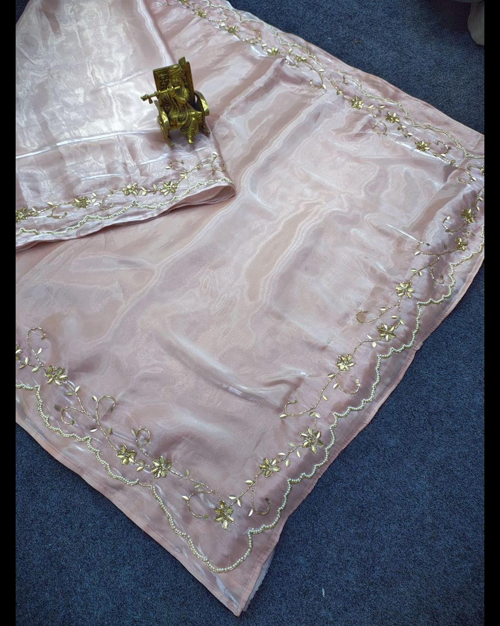 Luxurious Light Pink Heavy Handwork Saree Perfect for Weddings