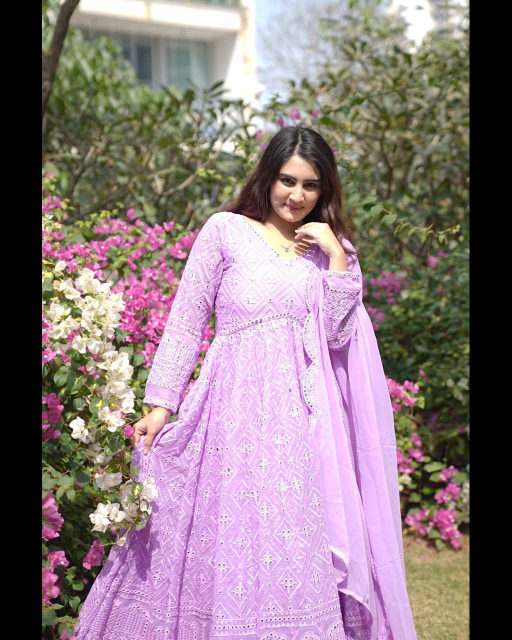 Designer Purple Anarkali Suit Set with Dupatta Sequins Embroidered Wear