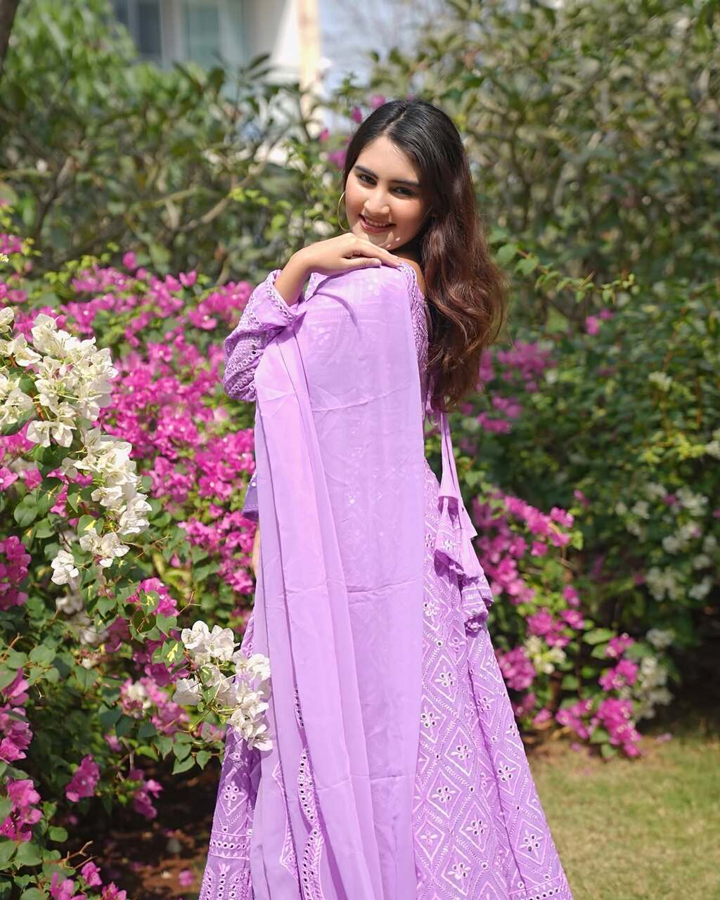 Designer Purple Anarkali Suit Set with Dupatta Sequins Embroidered Wear