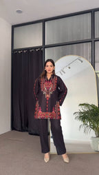Summer Special Black Co-ord Sets with Creap Silk and Printed Work