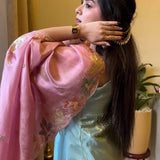 Latest Pink with Rama Circular Plazzo Suit with Beautiful Embroidery Work