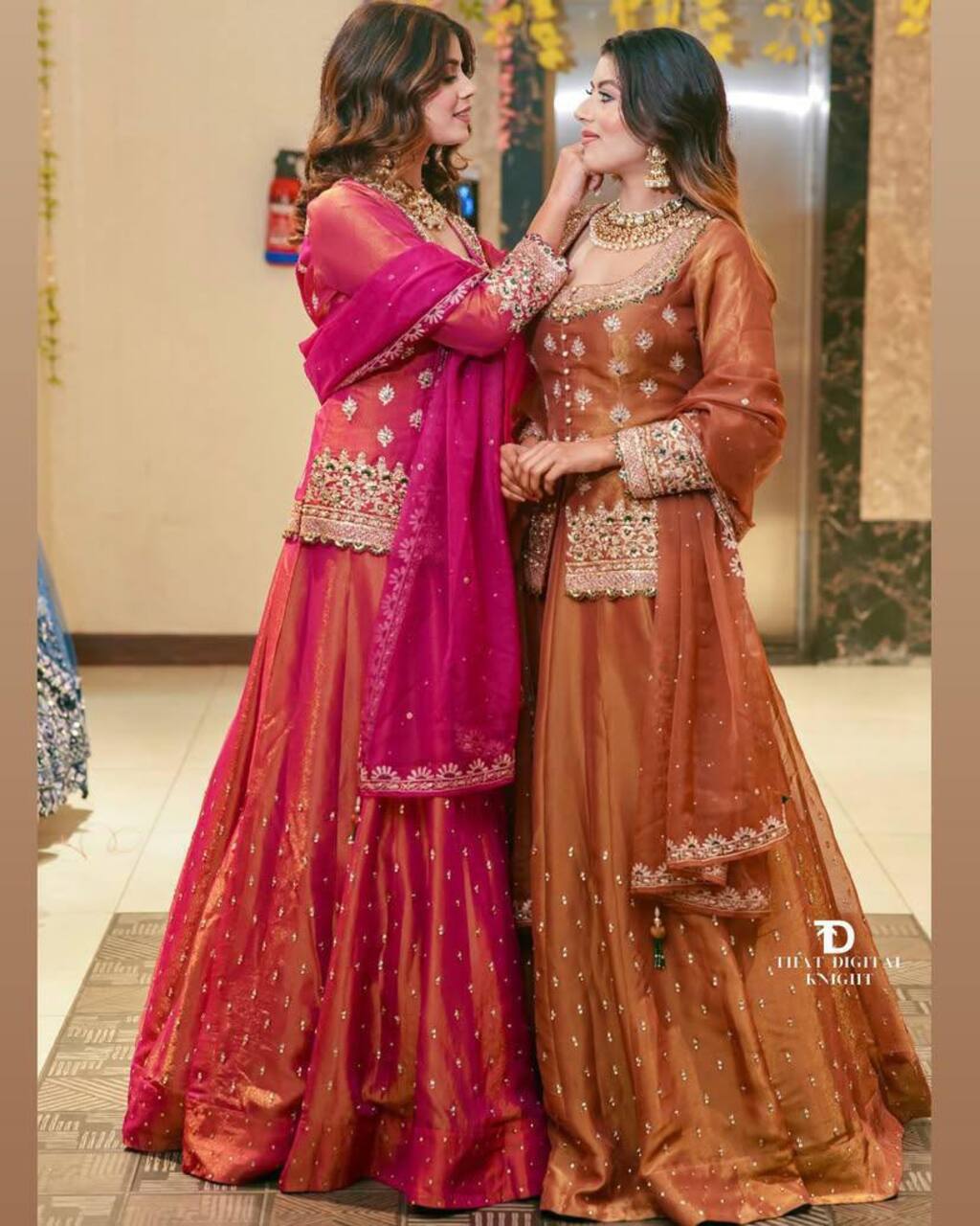 Luxurious Rust Orange Party Wear Top with Lehenga Dupatta Set