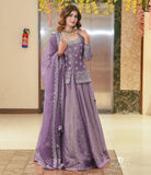 Elegant Dusty Lavender Party Wear Lehenga Dupatta Set
