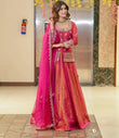 Rani Pink Orange Ombre Shade Party Wear Lehenga Dupatta Set