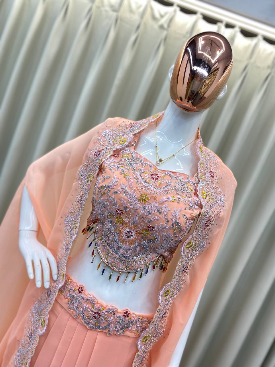 Designer Peach Heavy Indo-Western Rich Look Perfect for Wedding