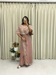 Elegant Dusty Rose Gown with Fancy Embroidery for Parties