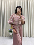 Elegant Dusty Rose Gown with Fancy Embroidery for Parties