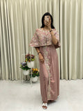 Elegant Dusty Rose Gown with Fancy Embroidery for Parties
