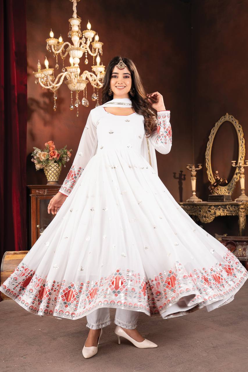 Designer White Anarkali Suit Set for Women – Wedding Ready Ethnic Wear