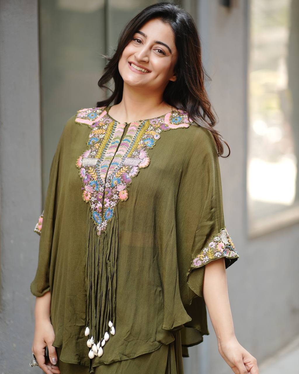 Sequence embroidered Indo Western set with blouse and plazzo