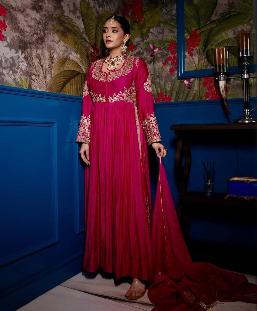 Fancy Pink Anarkali Dress for Wedding and Parties