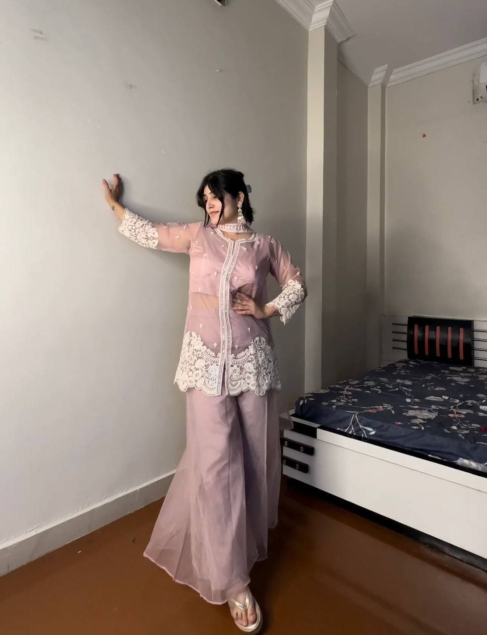 Designer light pink Indo Western dress set - perfect for wedding and festive occasions
