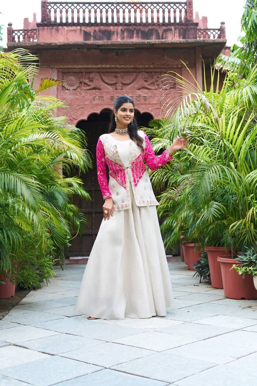 Pink Indo Western Koti Set for Wedding Look