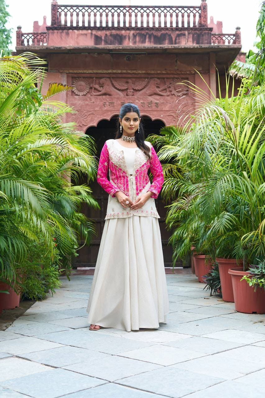 Pink Indo Western Koti Set for Wedding Look