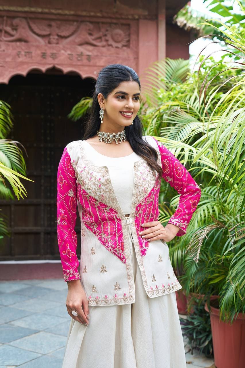 Pink Indo Western Koti Set for Wedding Look