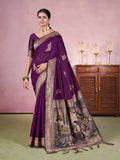 Designer wine Jacquard saree with heavy handwork, perfect for wedding and festive look