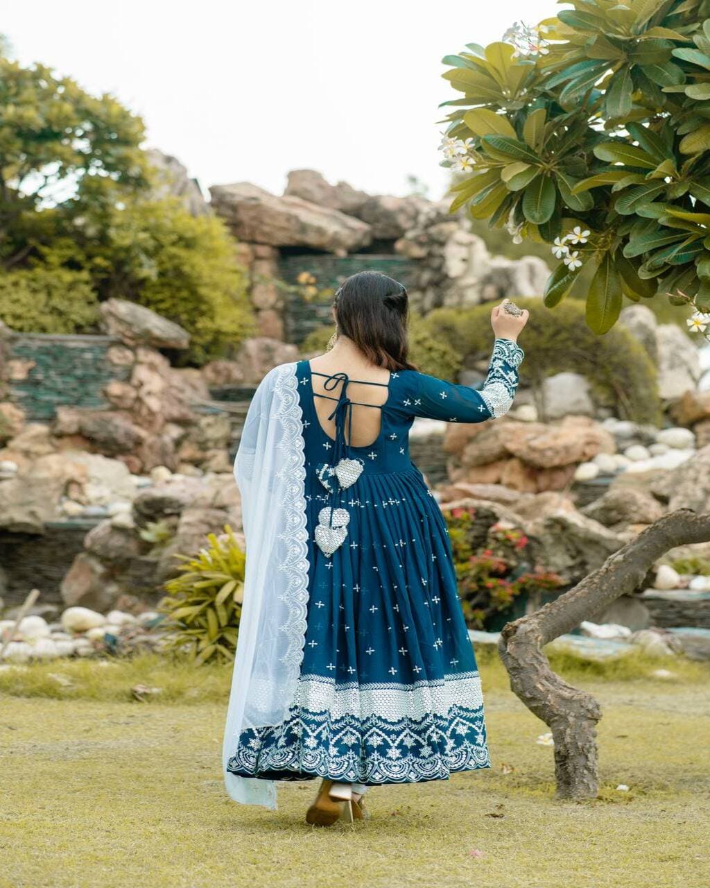 Premium navy blue Anarkali suit for women – ideal for weddings and traditional wear