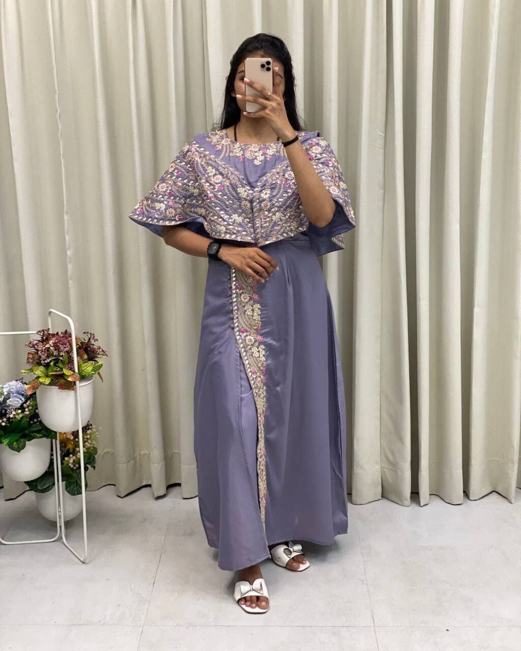 Designer light purple gown set with sequin work, perfect for wedding and festive wear