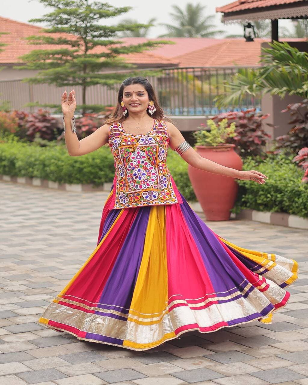Navratri special pure cotton lehenga choli with ribbon work and real mirror detailing