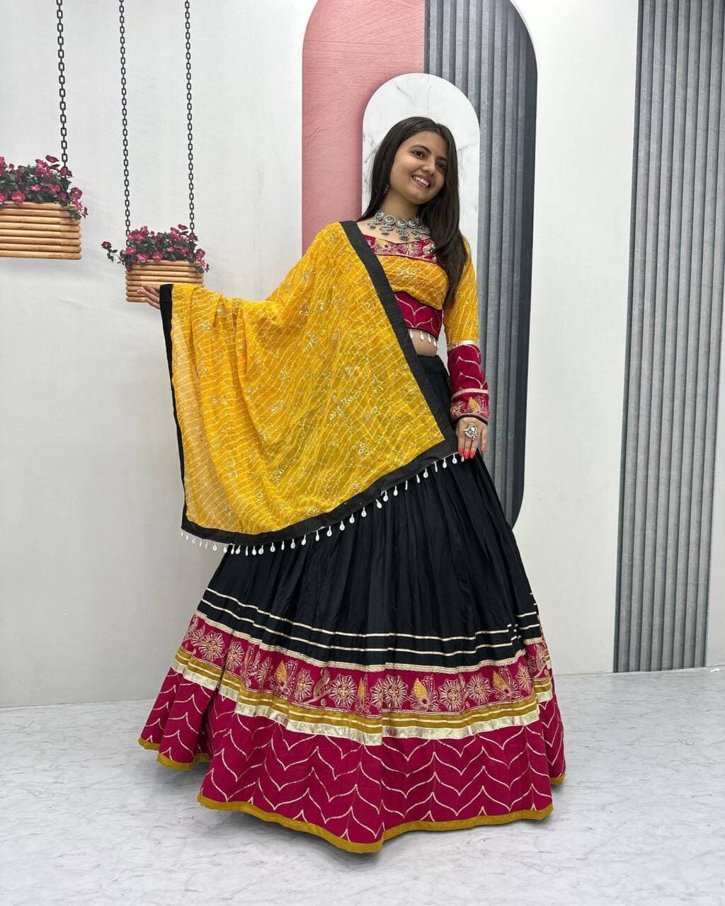 Traditional Black Embroidered Lehenga Choli for Garba Night and Navratri Festival