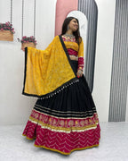 Elegant Black Mirror Work Lehenga Choli Set for Dandiya and Traditional Functions