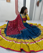 Elegant Blue Festive Lehenga Choli Set – Navratri Special Mirror Work Design