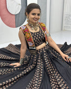 Elegant Black Lehenga Choli with Embroidery Work for Navratri and Wedding Functions