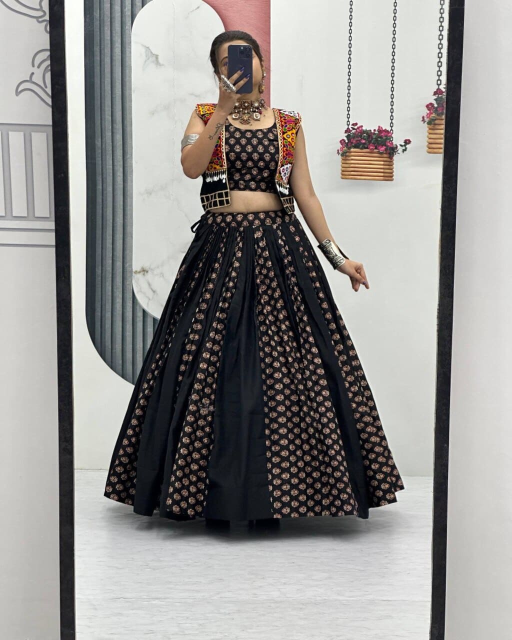 Black Festive Lehenga Choli for Women with Designer Blouse and Dupatta Style